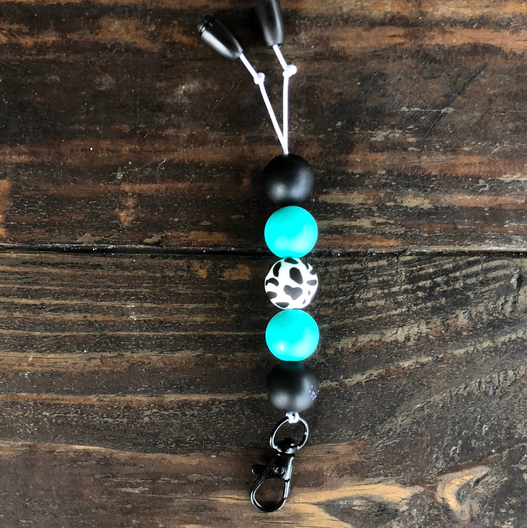 Teal & Black Car Freshie Lanyard