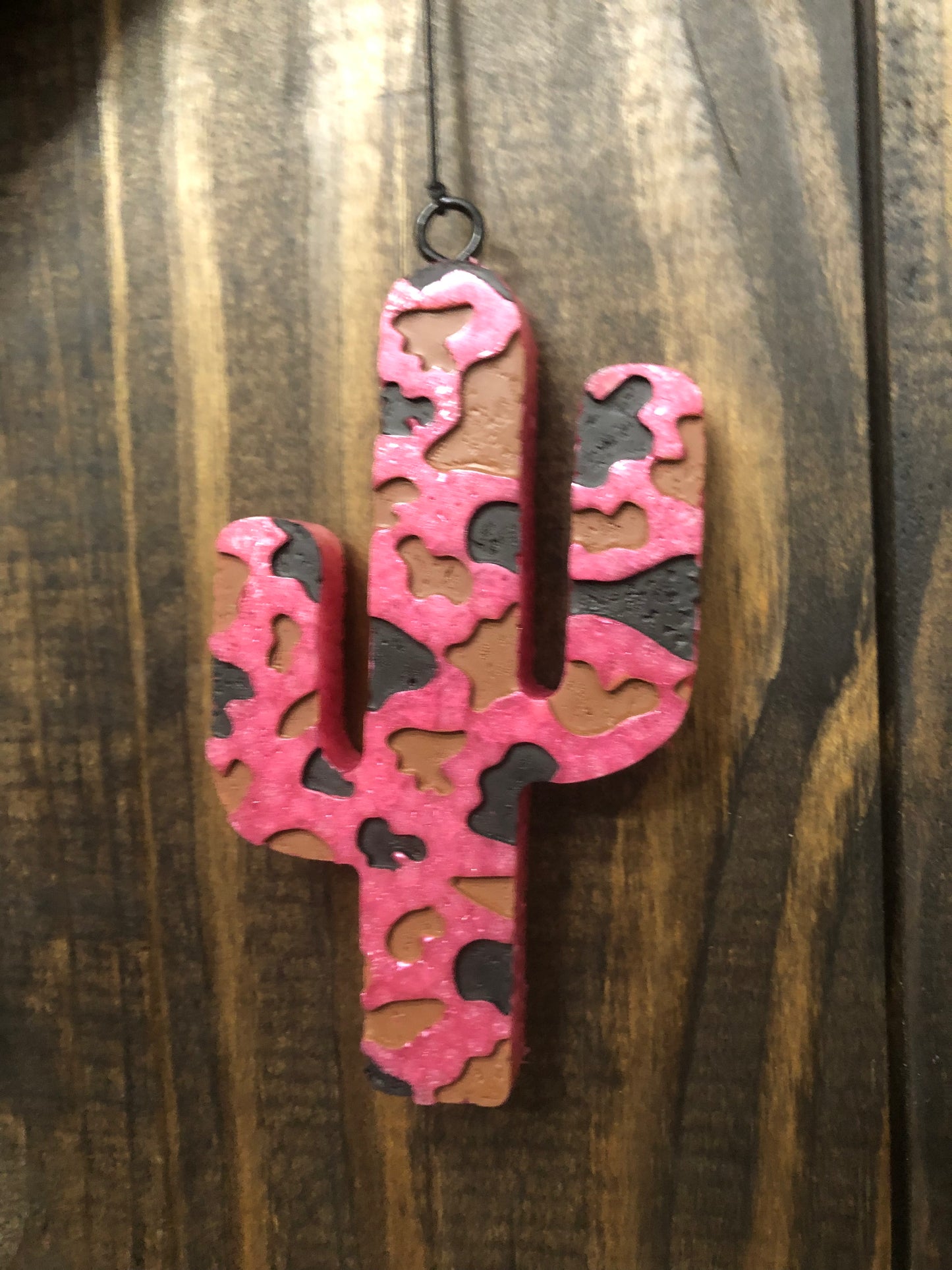 Pink Cow Print Cactus Car Freshie