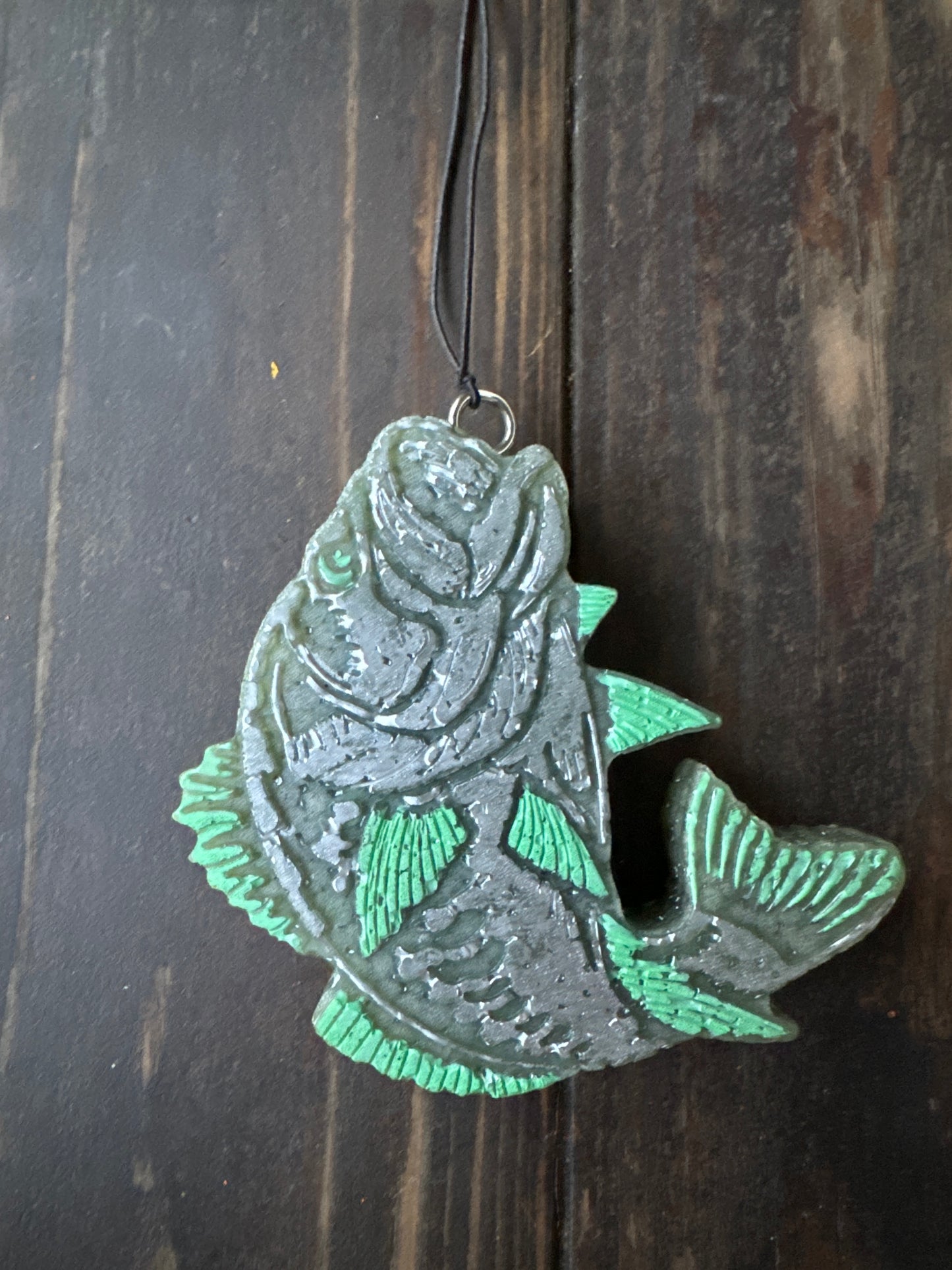 Sliver & Green Fish Car Freshie
