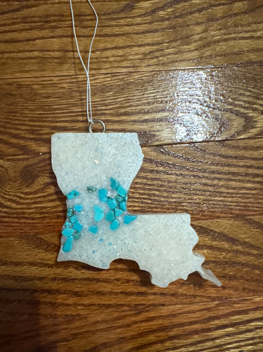 White Louisiana Car Freshie